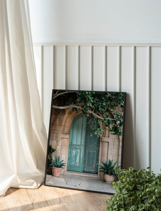 Abstract Boho Door Poster, Mallorca Green Wall Art, Printable Boho Home Decor, Digital Minimalist Art