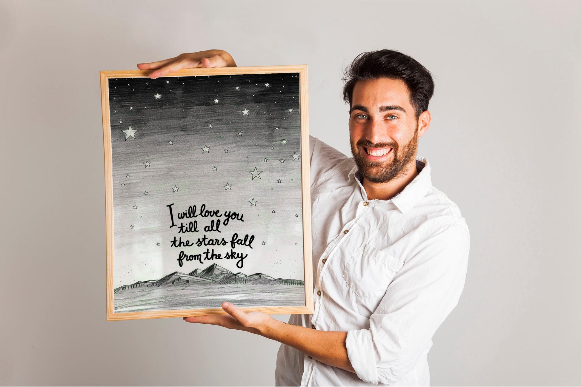 I will love you till the stars fall. Neutral Country Style Nursery Home Apartment Accent. Rustic Home decor.