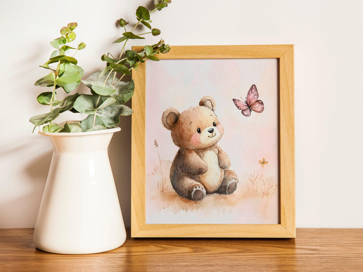 Botanical Bunny Nursery Prints, Baby Girl Room Art, Pink Bedroom Decor, Whimsical Wall Art for Kids Set of three