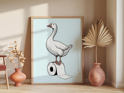 Silly Goose Bathroom Art, funny wall art, Nursery Decor, Funny Kids Toilet Wall Print
