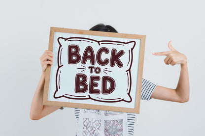 Bauhaus Bedroom Typography Poster, Trendy Back to Bed Wall Art, Minimalist Digital Room Decor