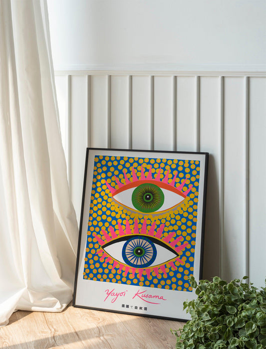 Yayoi Kusama Museum Art Prints, Colorful Japanese Abstract Set, Modern Vintage Exhibition Wall Decor