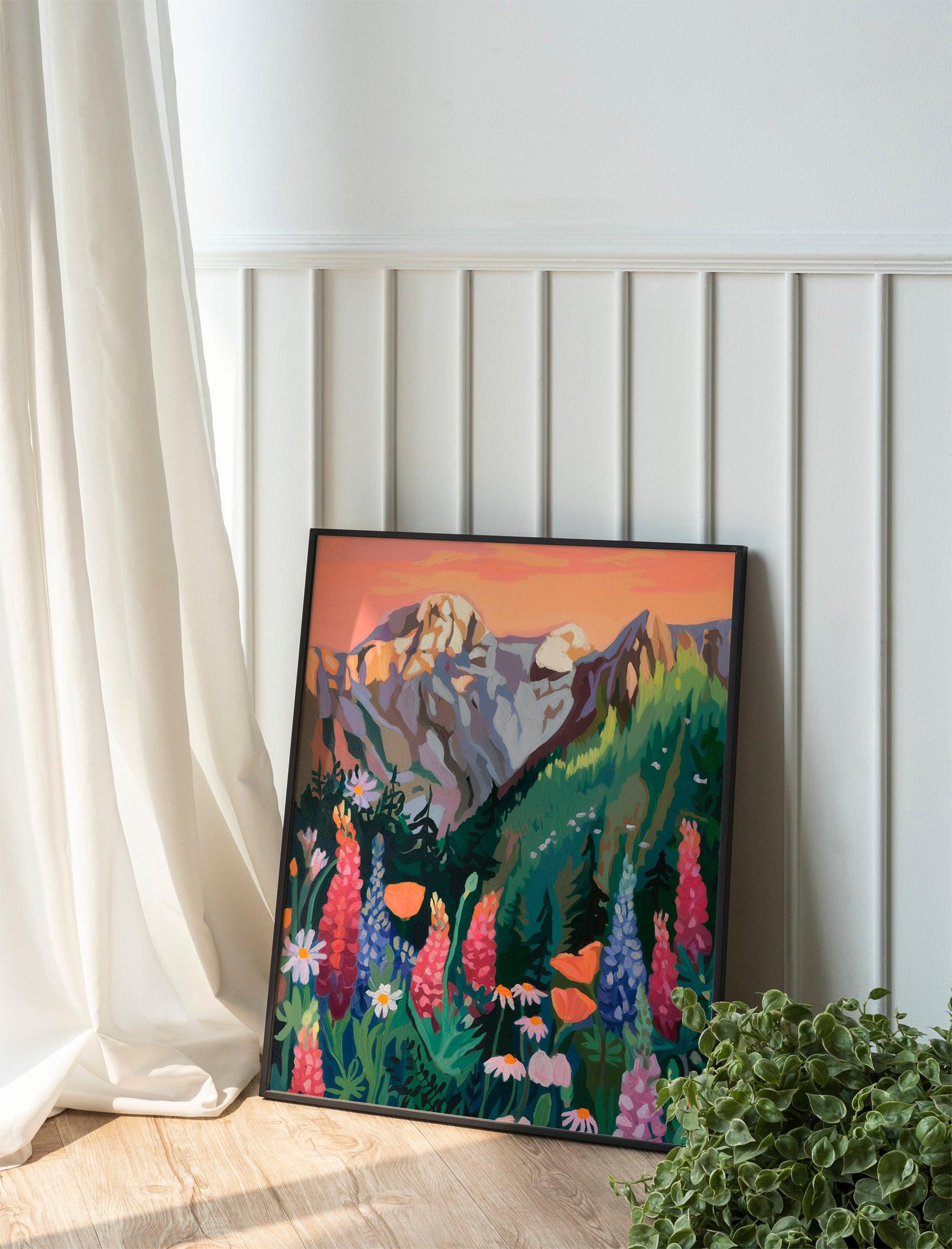 Boho Daisy Prints, Earth Tone Sunset Landscapes, Digital Download Wildflower Art Prints