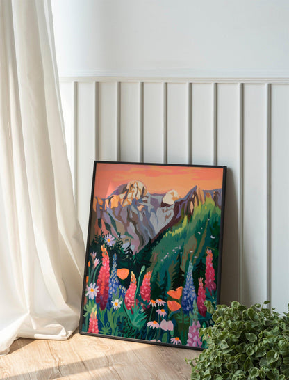 Boho Daisy Prints, Earth Tone Sunset Landscapes, Digital Download Wildflower Art Prints