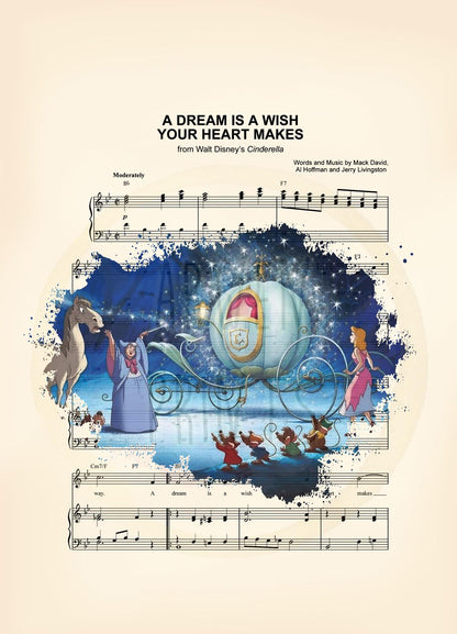 LIMITED RELEASE - Cinderella with Carriage Sheet Music Wall Art — Disney Gift for Music Lovers