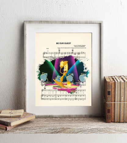 Beauty and the Beast Lumière Be Our Guest Sheet Music Art Print