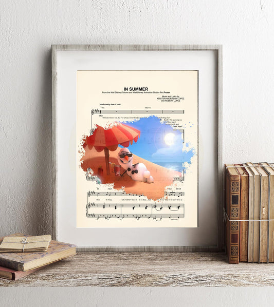 Frozen Olaf In Summer Splatter Sheet Music Art Print