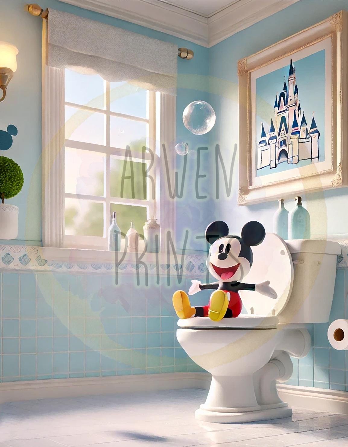 Disney Mickey Mouse Bathroom Wall Art, Mickey Bathroom Art, Funny Bathroom Print, Funny Bathroom Decor, Disney Bathroom Wall Art, Mickey Art