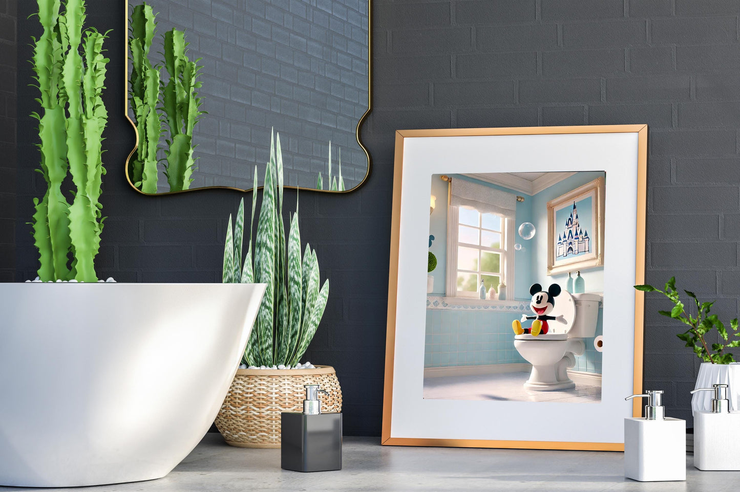 Disney Mickey Mouse Bathroom Wall Art, Mickey Bathroom Art, Funny Bathroom Print, Funny Bathroom Decor, Disney Bathroom Wall Art, Mickey Art — Disney Wall Art Gift