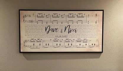 Wedding song art, Custom Song Lyrics, Personalized, Sheet Music Art, Canvas