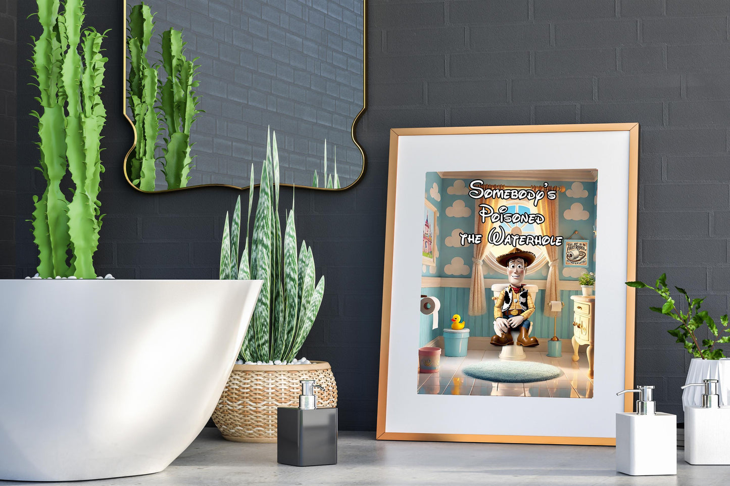 Toy Story Woody on Toilet Bathroom Art Print, Somebody’s Poisoned the Waterhole, Toy Story Bathroom, Funny Bathroom Print, Disney Wall Art — Disney Wall Art Gift