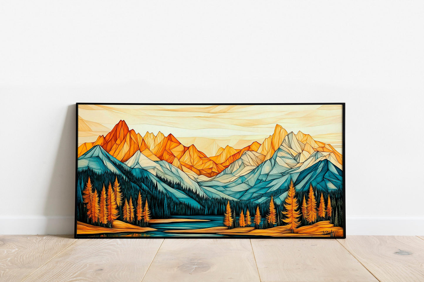 Abstract Mountain Wall Art, Wooden Texture Canvas Print, Large Wall Decor for Living Room, Modern Mountain Artwork, Wood Wall Art Design