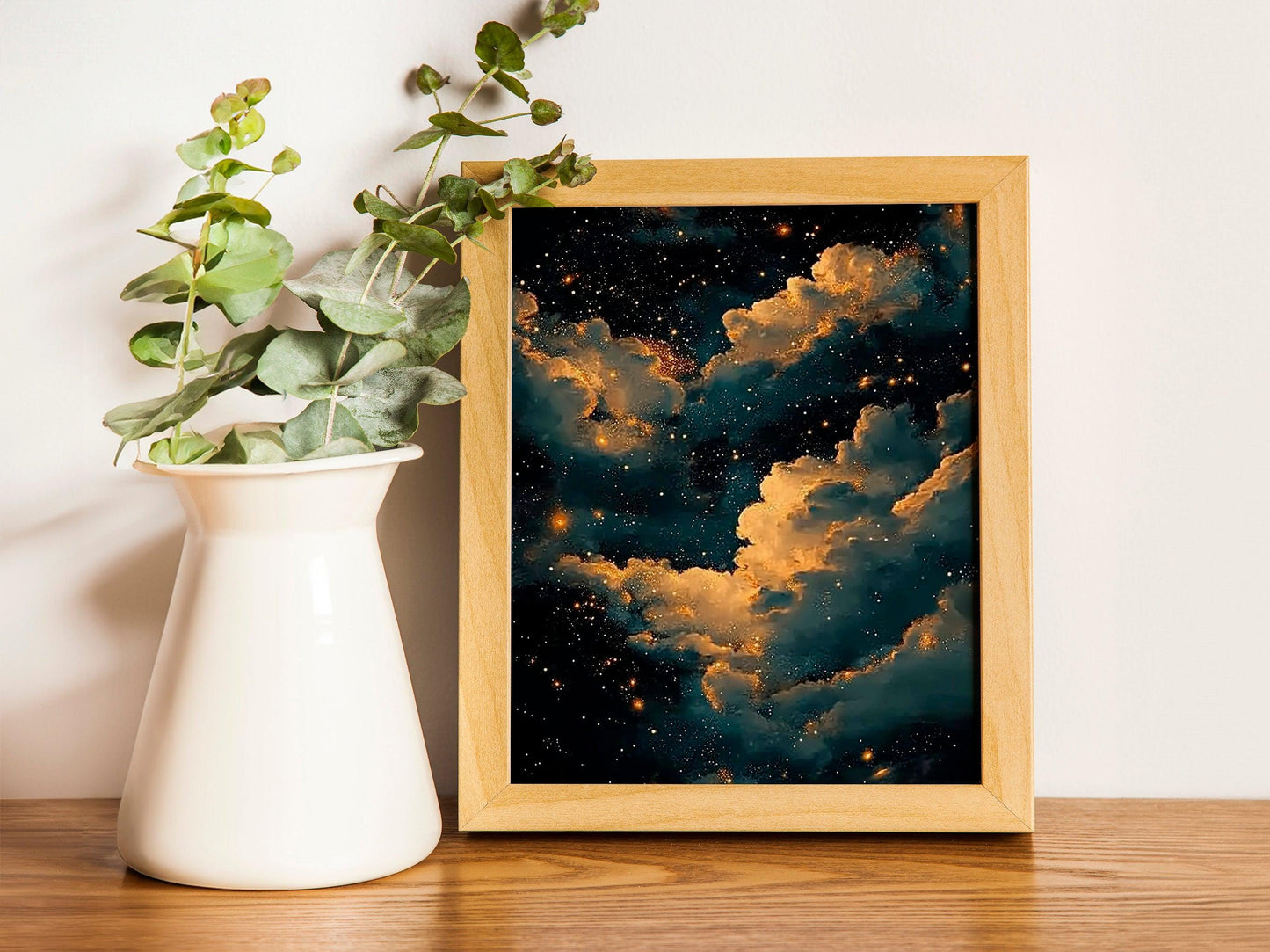 Celestial Maximalist Night Art, Gothic Oil Painting, Abstract Starry Sky Wall Decor Print