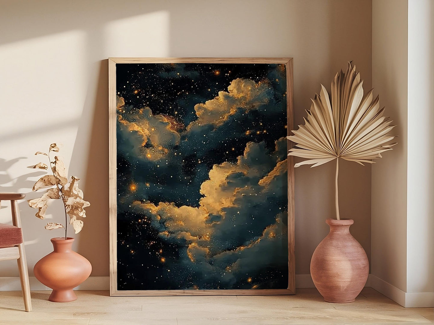 Celestial Maximalist Night Art, Gothic Oil Painting, Abstract Starry Sky Wall Decor Print