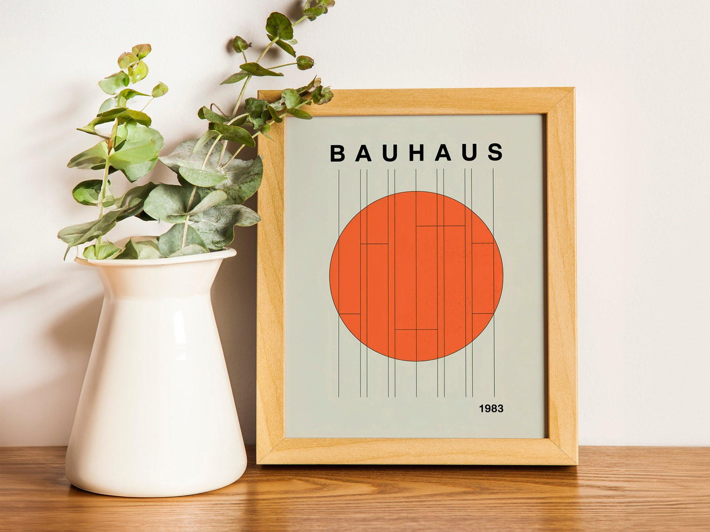 Bauhaus Large Exhibition Poster, Geometric Wall Art, Mid Century Modern, Trendy Bauhaus Decor, Orange Retro Wall Art