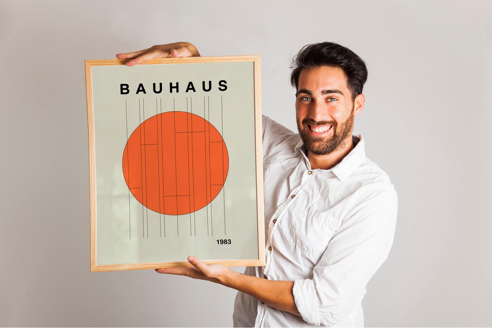 Bauhaus Large Exhibition Poster, Geometric Wall Art, Mid Century Modern, Trendy Bauhaus Decor, Orange Retro Wall Art