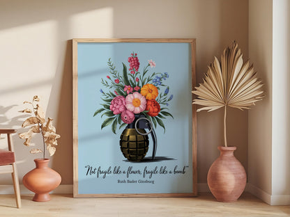Ruth Bader Ginsburg Quote Art, Inspirational Feminist Print, Motivational Wall Poster for Women