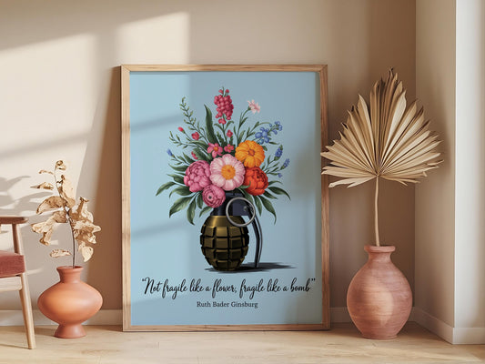 Ruth Bader Ginsburg Quote Art, Inspirational Feminist Print, Motivational Wall Poster for Women
