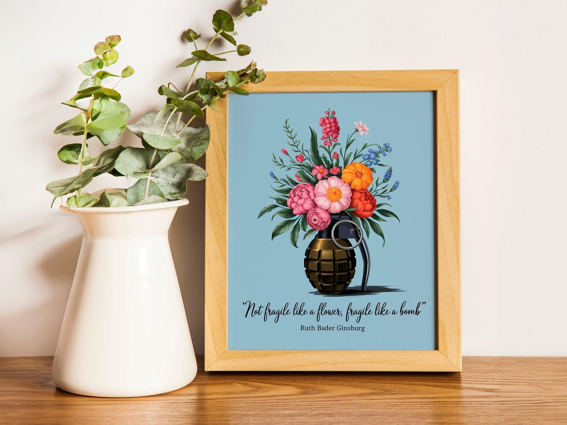Ruth Bader Ginsburg Quote Art, Inspirational Feminist Print, Motivational Wall Poster for Women