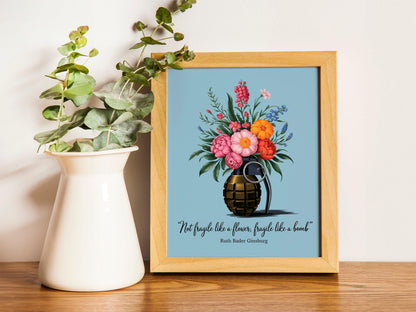 Ruth Bader Ginsburg Quote Art, Inspirational Feminist Print, Motivational Wall Poster for Women