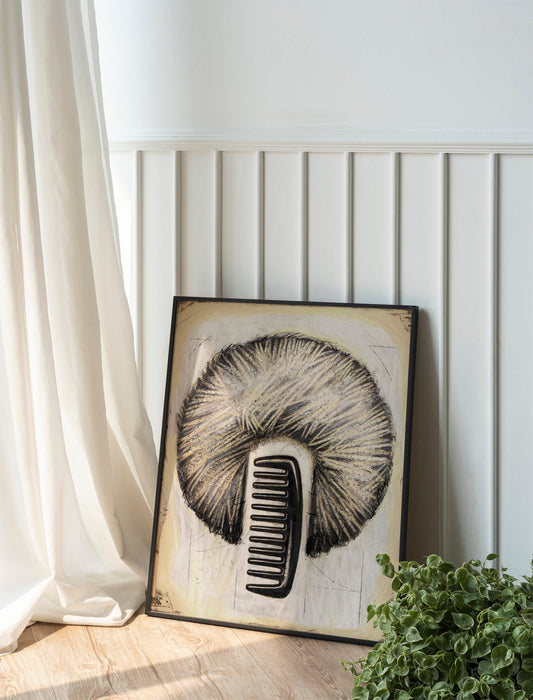 Afrocentric Vintage Hair Comb Digital Art Print, Afro Puff and Pick Comb Poster, African American Wall Decor