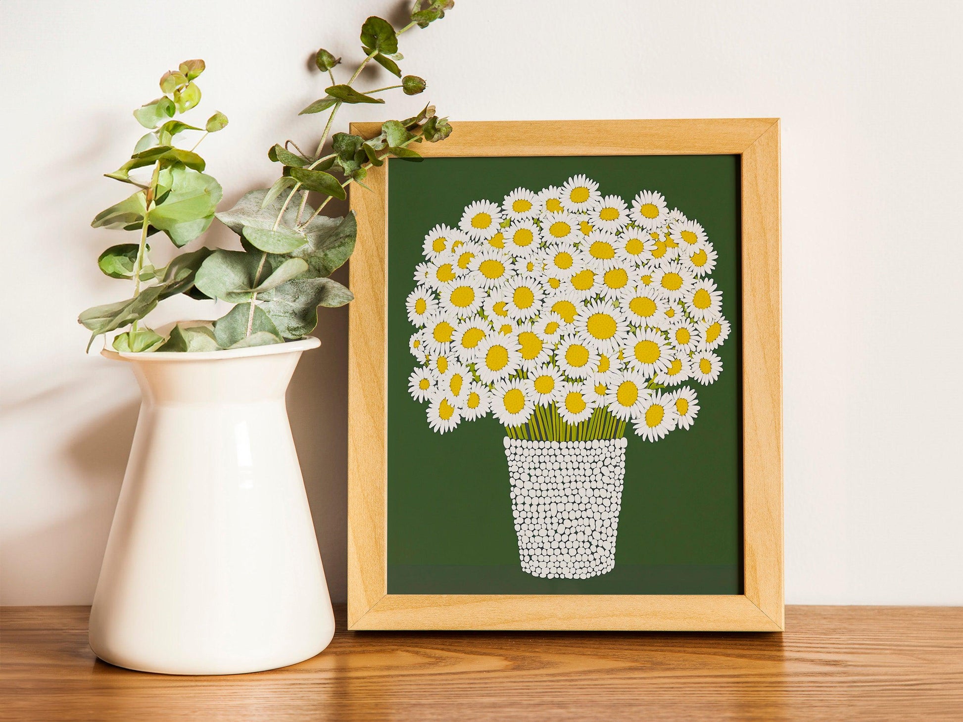 Chamomile Still Life Art Print, Jorey Hurley Botanical Wall Decor, Framed or Unframed Poster