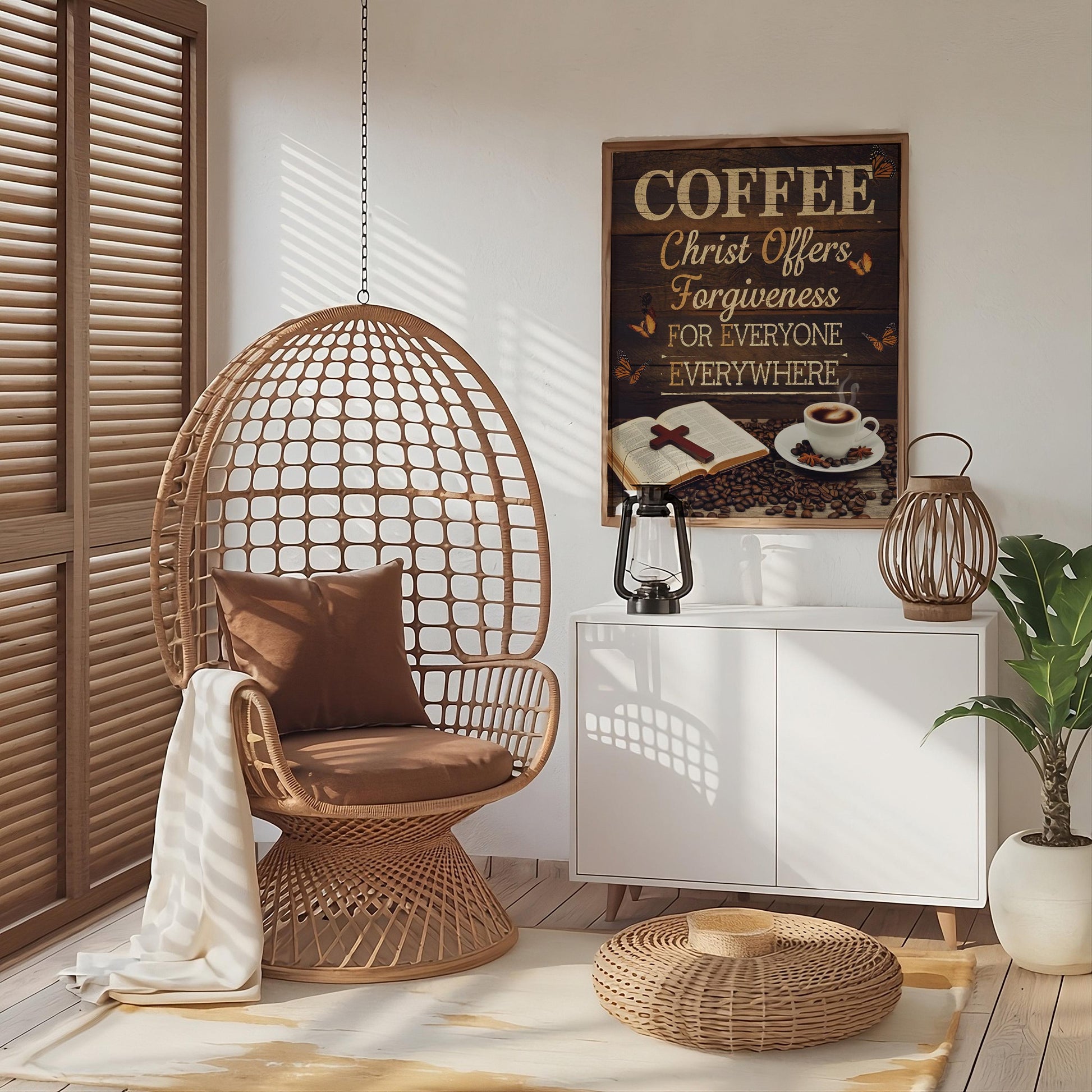 Inspirational Wall Art Featuring Coffee and Bible, Faith and Coffee Lover's Decor, Christian Home Artwork, Spiritual Morning Motivation