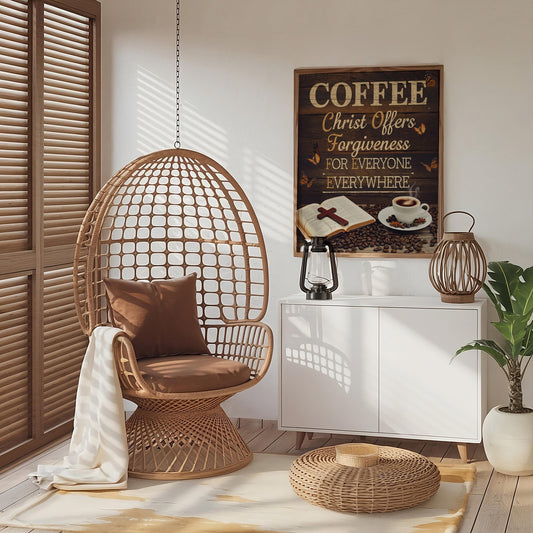 Inspirational Wall Art Featuring Coffee and Bible, Faith and Coffee Lover's Decor, Christian Home Artwork, Spiritual Morning Motivation