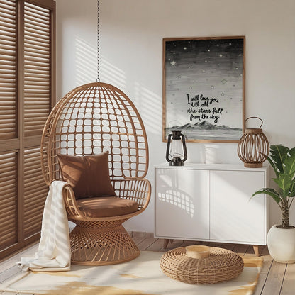 I will love you till the stars fall. Neutral Country Style Nursery Home Apartment Accent. Rustic Home decor.