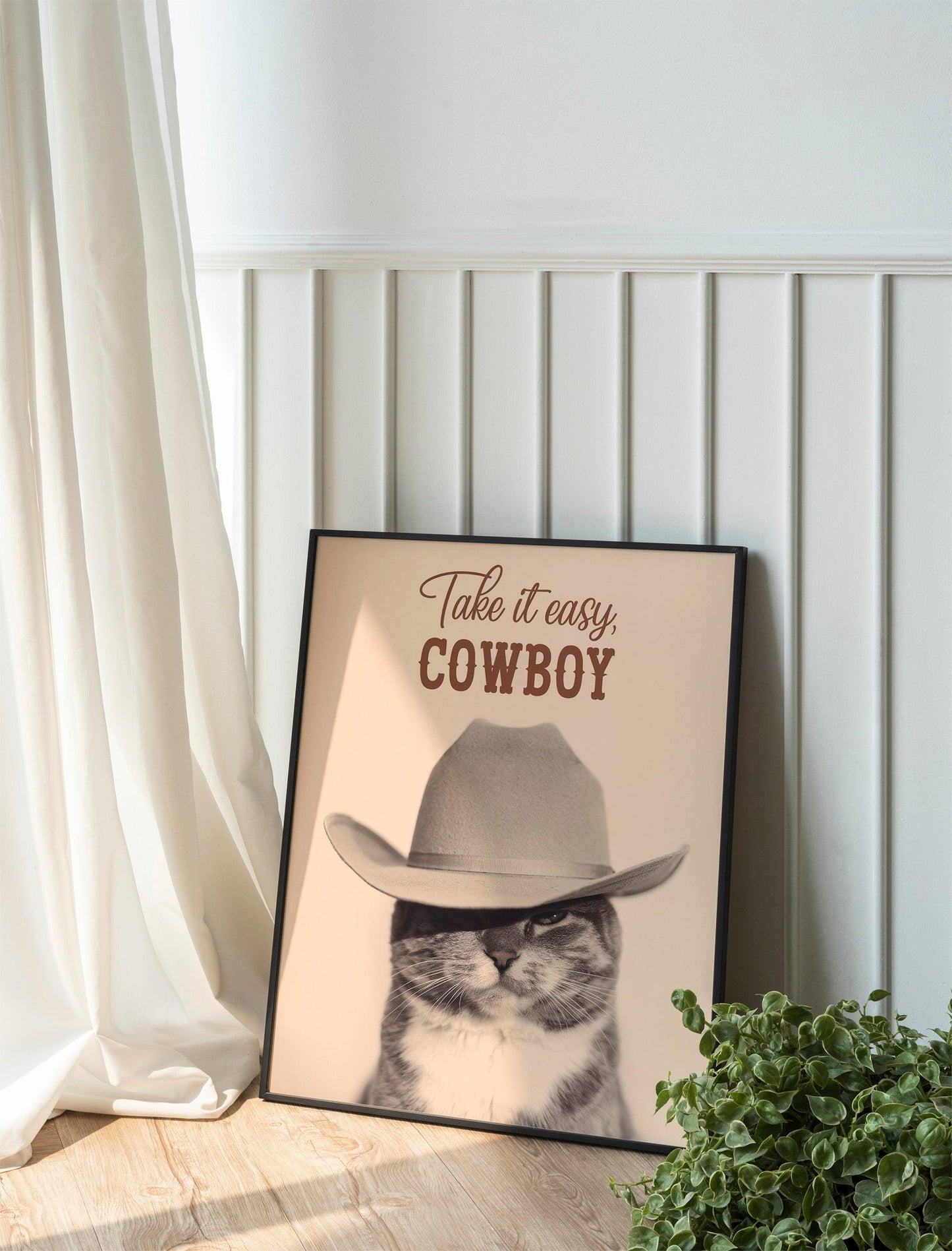 Cool It Cowboy Retro Poster, Funky Dog Print, Vintage Blue Wall Art for Trendy Digital Downloads