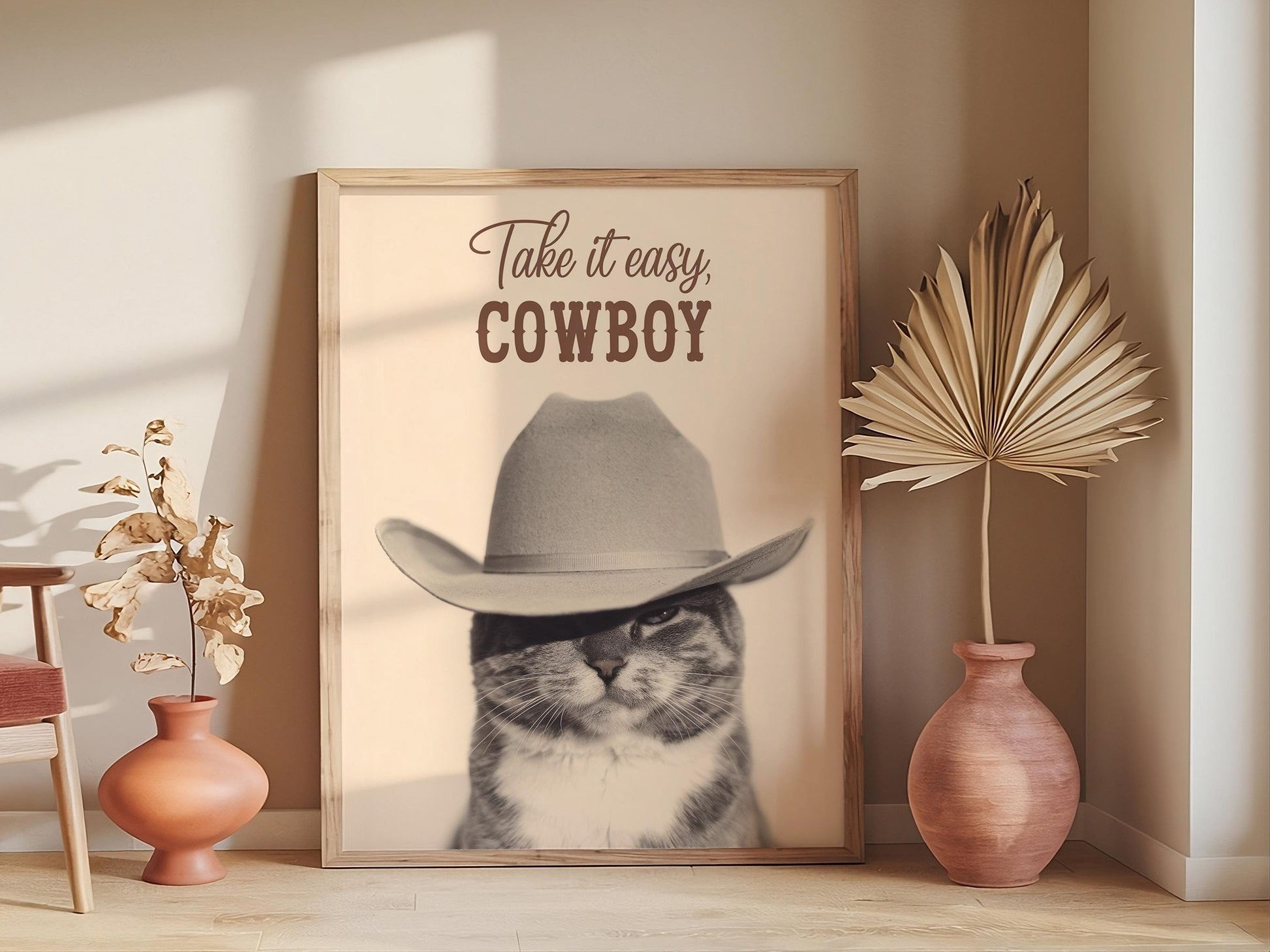 Cool It Cowboy Retro Poster, Funky Dog Print, Vintage Blue Wall Art for Trendy Digital Downloads