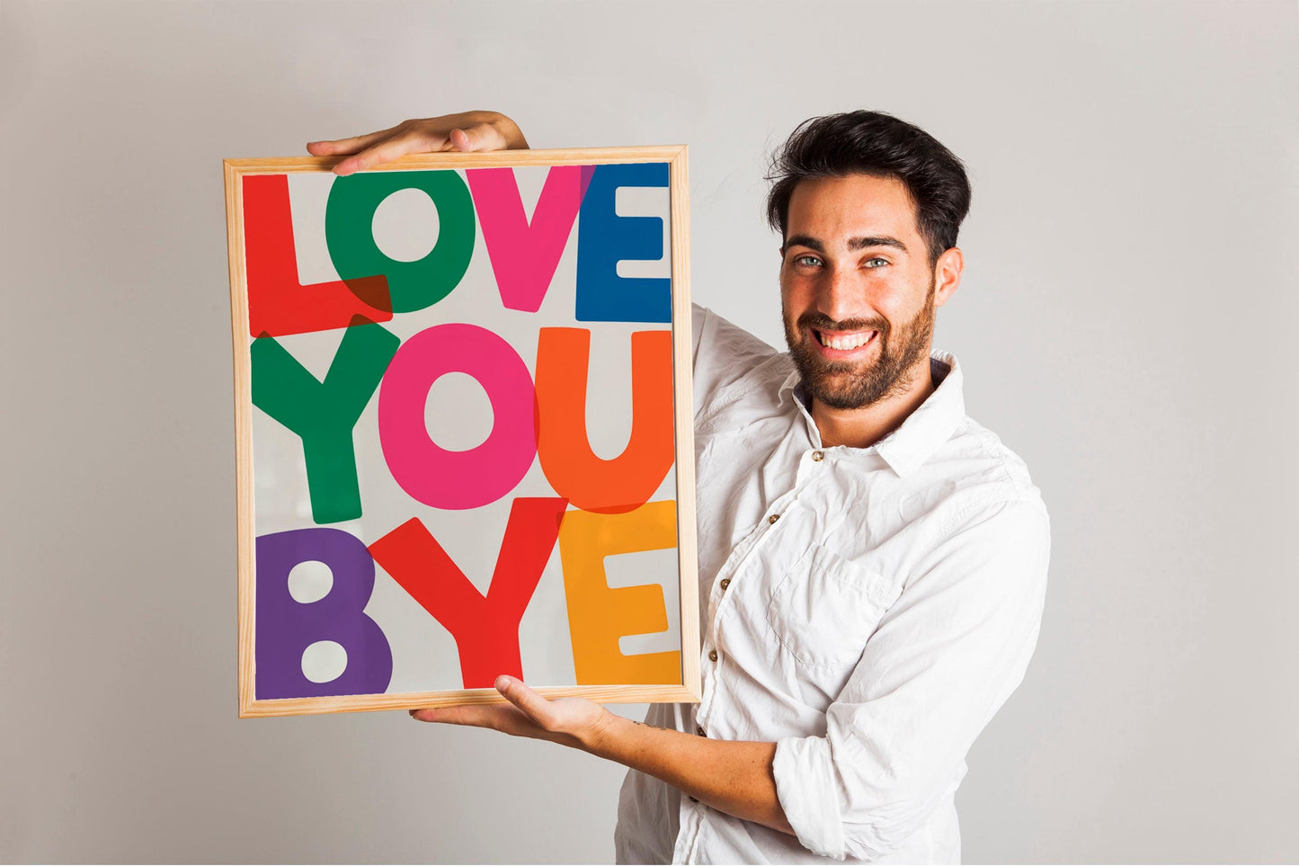 Love You Bye Typography Poster, Funny Home Decor, Trendy Entryway Wall Art, New House Gift Print