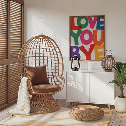 Love You Bye Typography Poster, Funny Home Decor, Trendy Entryway Wall Art, New House Gift Print