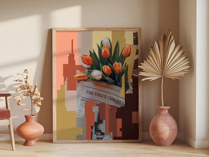 Retro Newspaper Art, New York Times Poster, Trendy Apartment Wall Decor, City Girl Magazine Print