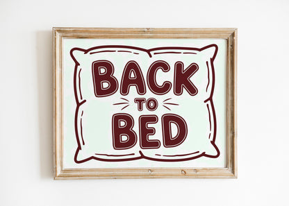 Bauhaus Bedroom Typography Poster, Trendy Back to Bed Wall Art, Minimalist Digital Room Decor