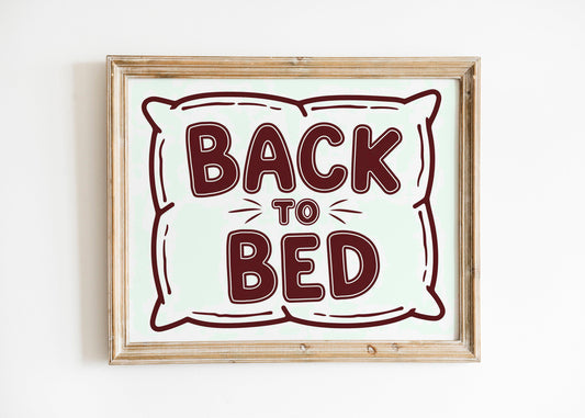 Bauhaus Bedroom Typography Poster, Trendy Back to Bed Wall Art, Minimalist Digital Room Decor