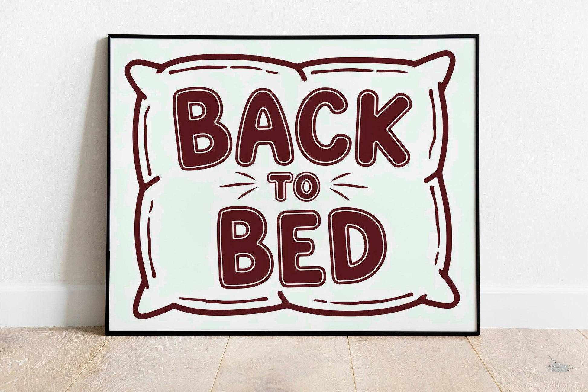 Bauhaus Bedroom Typography Poster, Trendy Back to Bed Wall Art, Minimalist Digital Room Decor