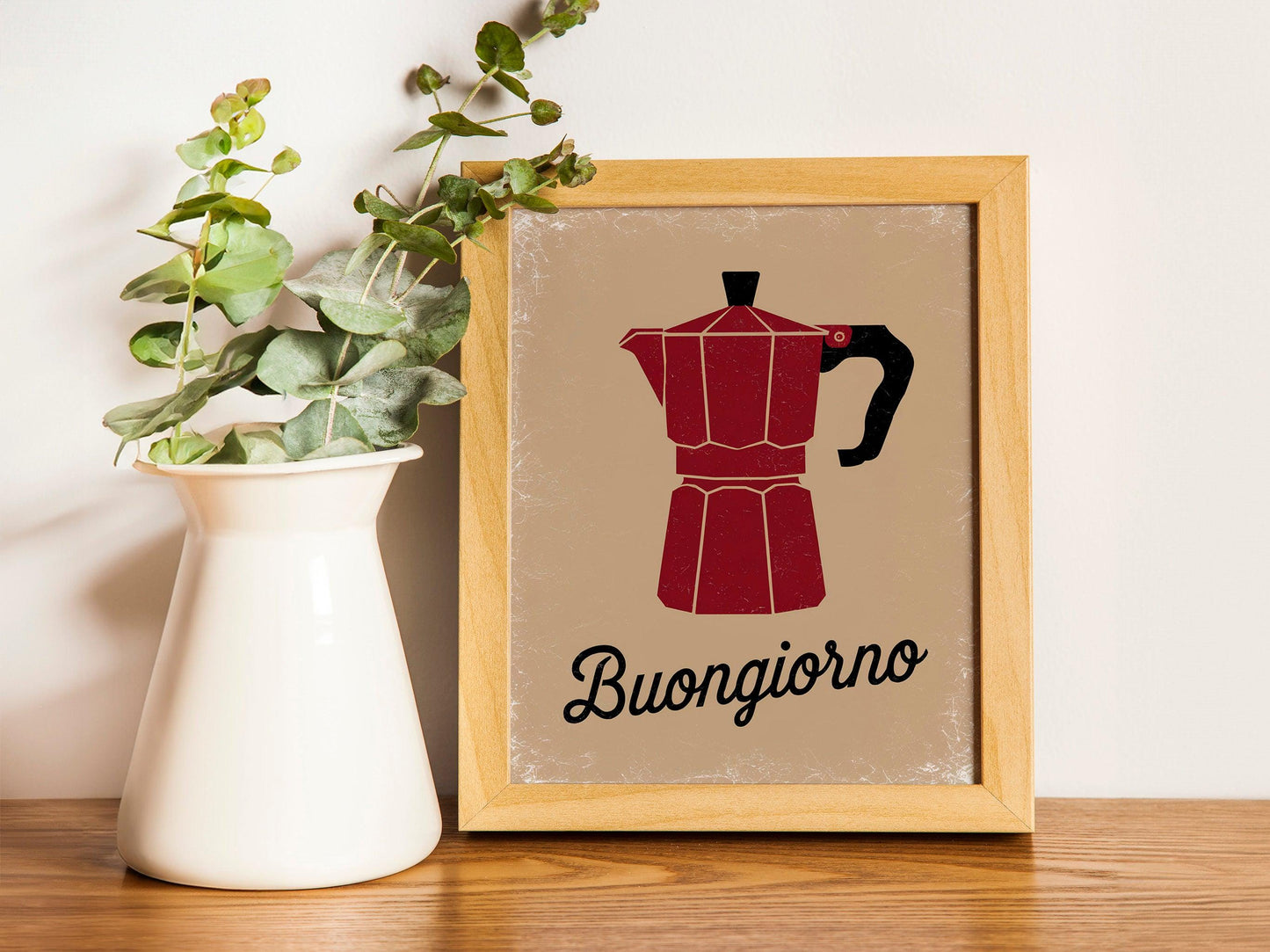 Handdrawn Moka Pot Wall Art, Joyful Coffee Maker Print, Espresso Lover's Poster, Printable Blue Kitchen Decor for Coffee Enthusiasts