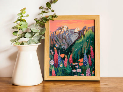 Boho Daisy Prints, Earth Tone Sunset Landscapes, Digital Download Wildflower Art Prints