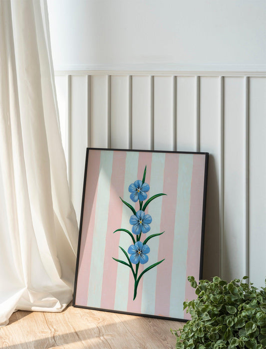 Blush Minimal Floral Art, Abstract Vintage Garden Painting, English Cottagecore Wall Decor Print