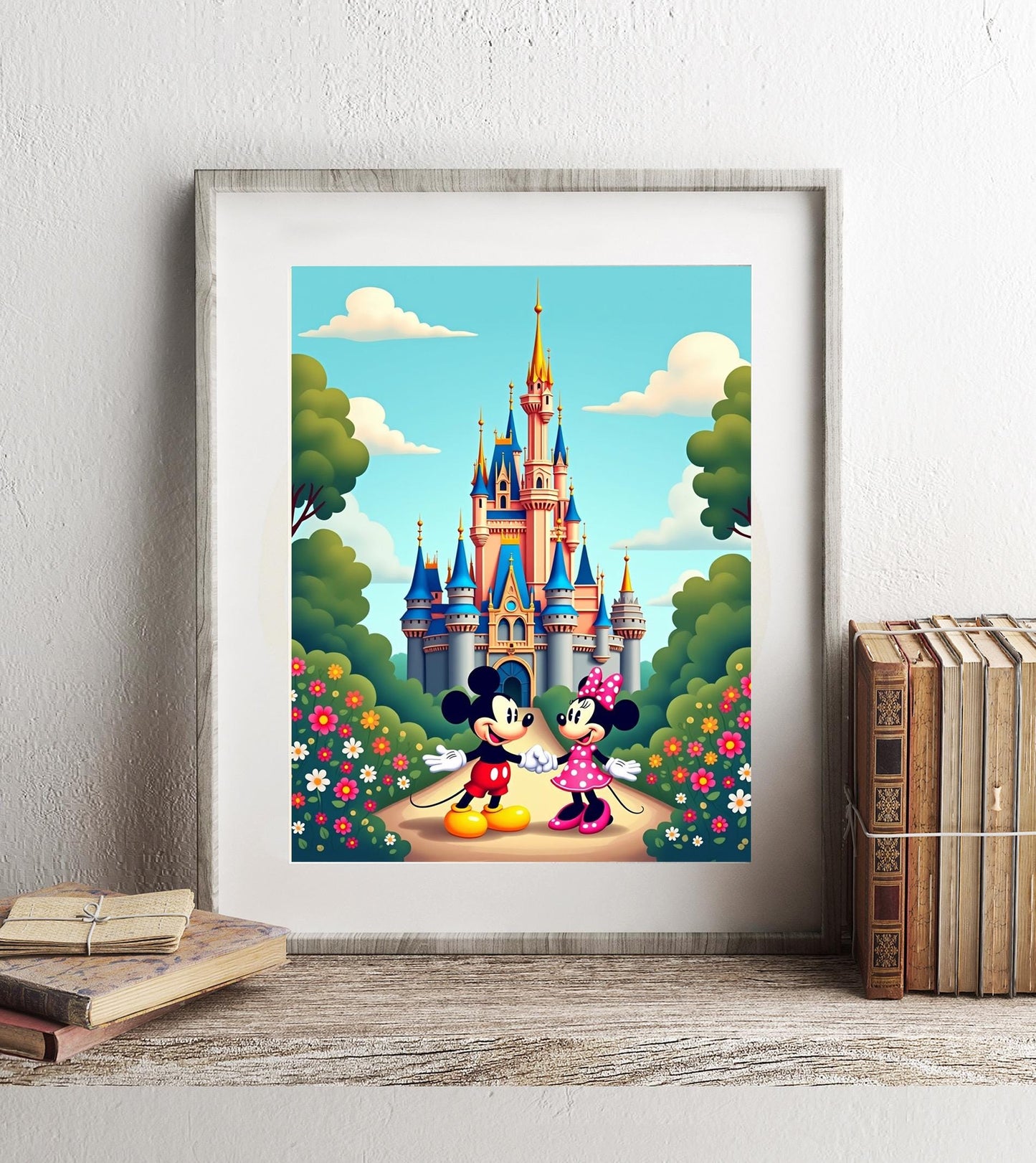 Mickey and Minnie Disney Castle Art Print