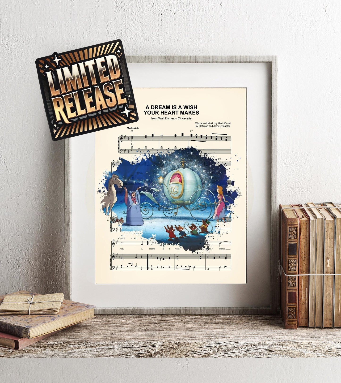 LIMITED RELEASE - Cinderella with Carriage Splatter Sheet Music Art Print