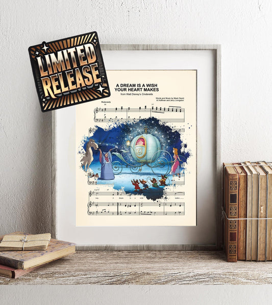 LIMITED RELEASE - Cinderella with Carriage Sheet Music Wall Art — Disney Gift for Music Lovers