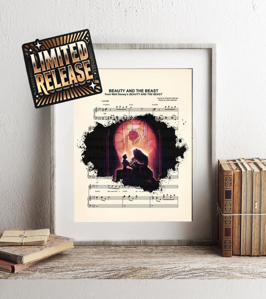 LIMITED RELEASE - Beauty and the Beast Splatter Sheet Music Art Print