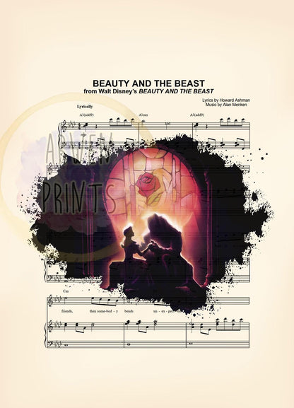 LIMITED RELEASE - Beauty and the Beast Splatter Sheet Music Art Print
