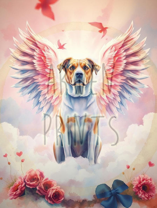 Custom Pet Memorial Portrait - Angel Wings Pet Loss Gift - Personalized Dog Cat Remembrance Art - Rainbow Bridge Tribute Art - Custom Pet