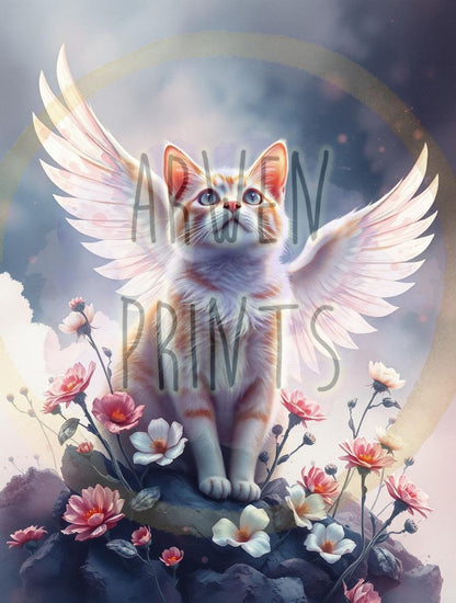 Custom Pet Memorial Portrait Canvas, Angel Wings Rainbow Bridge Wall Art, Dog Cat Tribute
