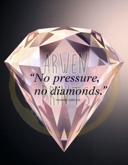 No Pressure No Diamonds Motivational Print - Inspirational Quote Wall Art - Office Decor - Hustle Mindset Poster - Entrepreneur Gift
