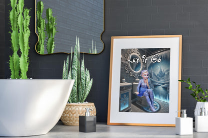 Frozen Elsa on Toilet Let It Go Art Print, Elsa Bathroom Art, Funny Bathroom Print, Funny Bathroom Decor, Frozen Bathroom Wall Art, Elsa Art