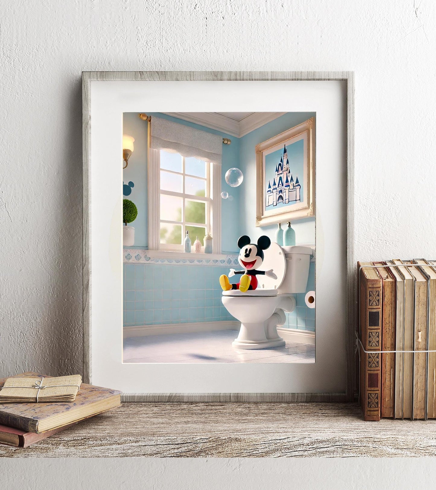Disney Mickey Mouse Bathroom Wall Art, Mickey Bathroom Art, Funny Bathroom Print, Funny Bathroom Decor, Disney Bathroom Wall Art, Mickey Art — Disney Wall Art Gift